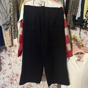 Arach&Cloz Black Knit Wide Leg Pants